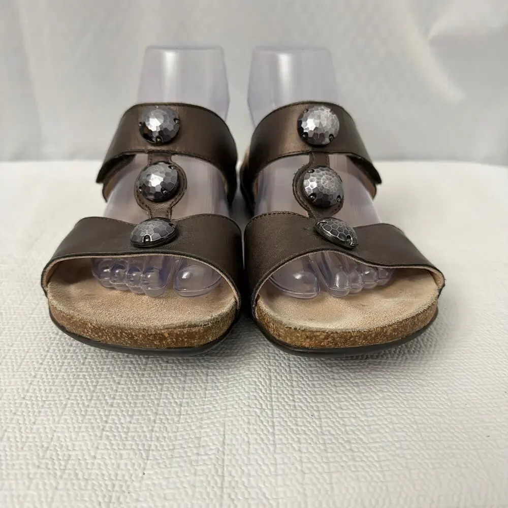 Mephisto Sandals Womens Size 10 Helisa Bronze Leather Slip On Comfort 40